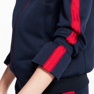 BA&SH Jacket and Pant Set, Navy and Red Tracksuit Pants Sz 0 Jacket Sz 1